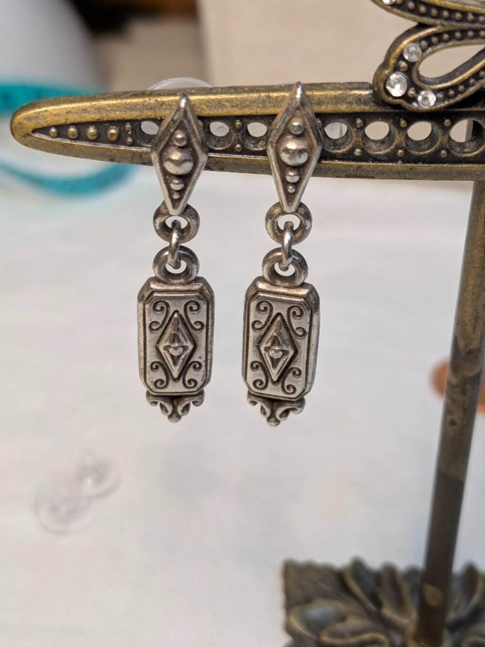 Brighton Lion's Gate Earrings 4064 Silver Tone Dangle